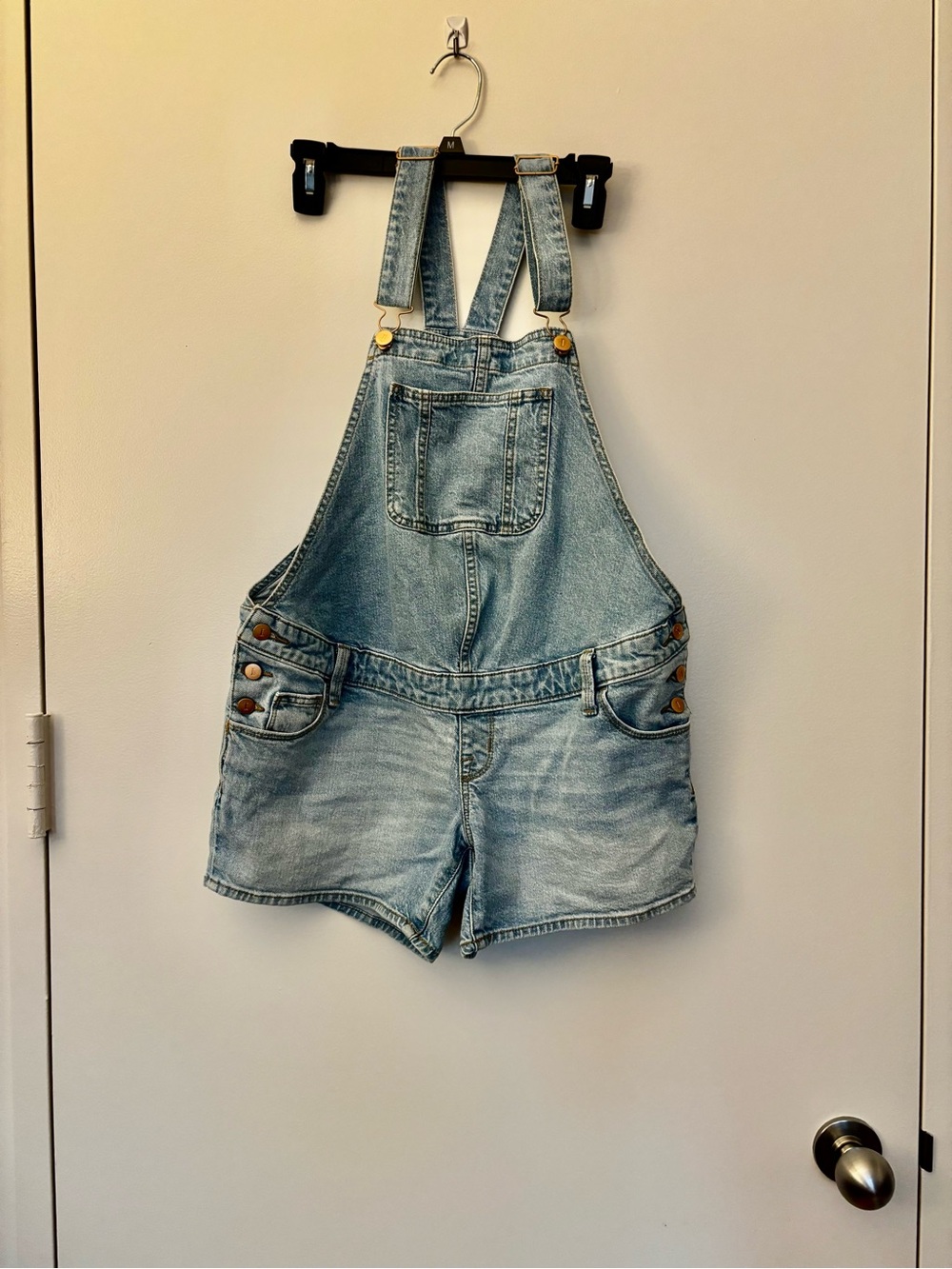 Maternity Denim Short Overalls